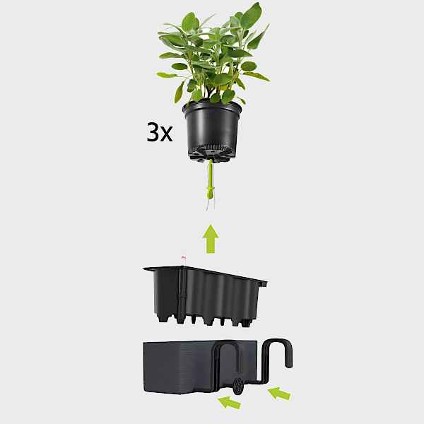 Schematic Sequence of Manipulations for CUBE Color Triple Planters Assembly